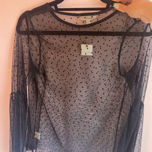 Sheer Polka Dot Black Blouse-NEVER WORN!